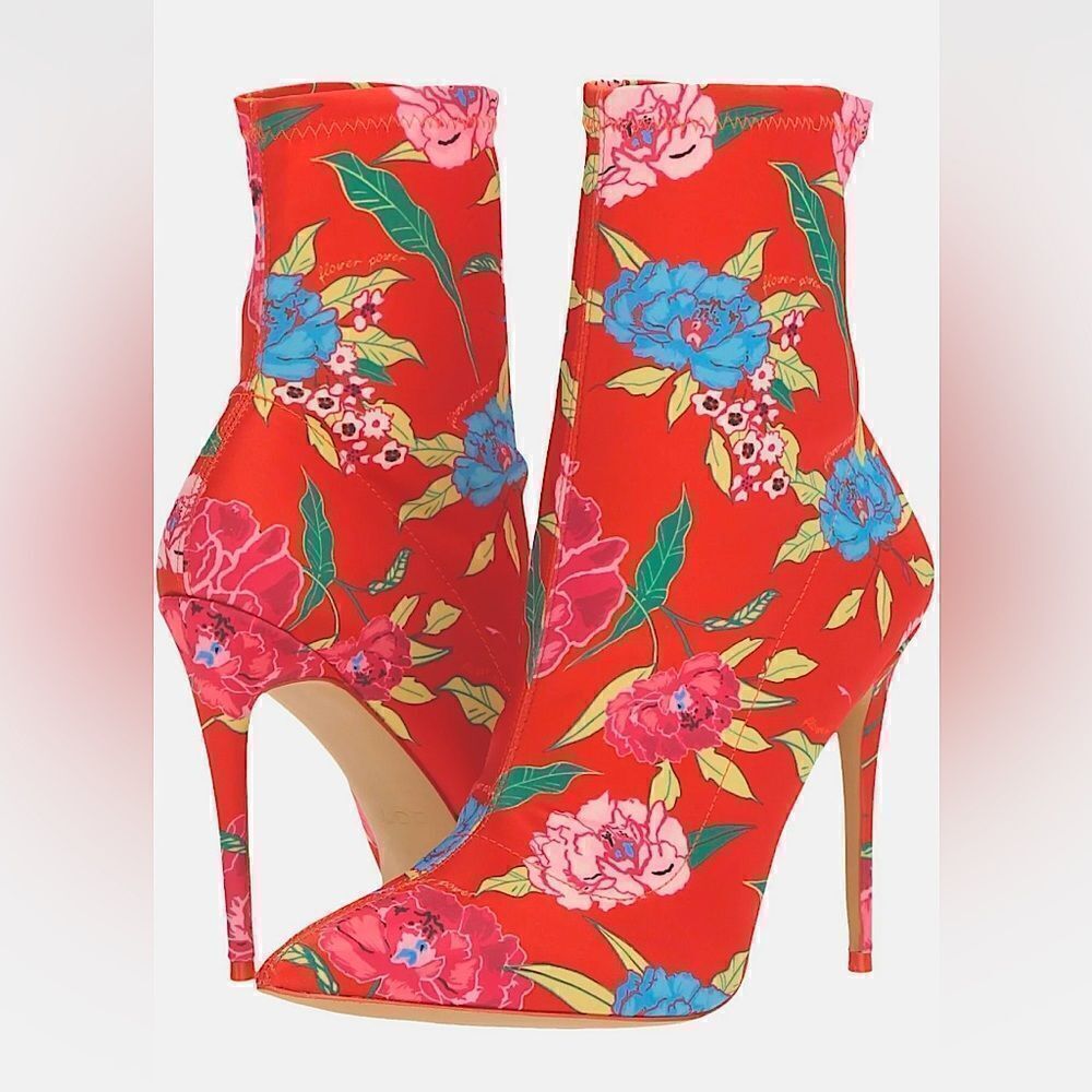NWOT Aldo Cirelle Stiletto Sock Booties Floral Print - Picture 2 of 13